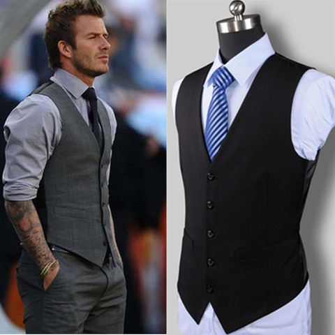 New Wedding Dress High-quality Goods Cotton Men's Fashion Design Suit Vest / Grey Black High-end Men's Business Casual Suit Vest ► Photo 1/6