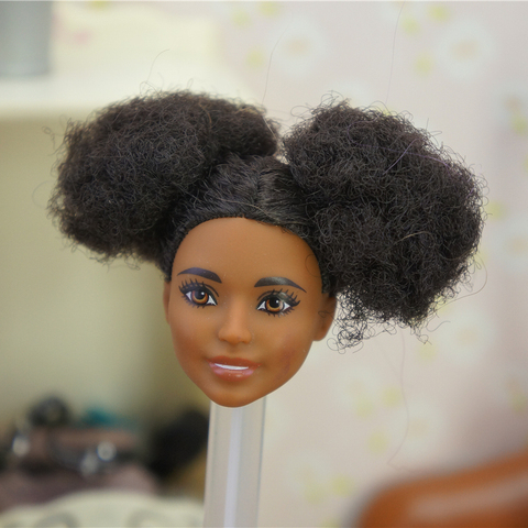 Rare Collection Doll Head Black Brown White Skin Doll Heads Long Colorful Hair Asia Face Princess Half Shaved Hair Doll Heads ► Photo 1/6