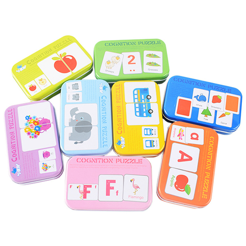 Baby Cognitive Puzzle Cards Kids Montessori Educational Toys Matching Game Cartoon Vehicle Animal Fruit English Learning Cards ► Photo 1/6