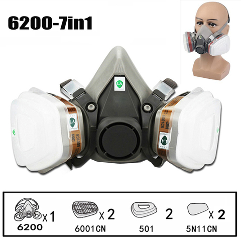 7 in 1 Gas Mask Chemical Respirator Protective Mask Industrial Paint Spray Anti Organic Vapor Dust Powder Mask PM005 ► Photo 1/6