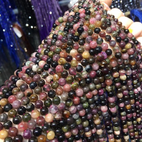 Natural Stone Beads  Tourmaline 3/4/5/6/7/8/10/ Loose Beads for Jewelry Making Necklace DIY Bracelet Accessories 15'' Strands ► Photo 1/6