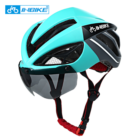 INBIKE Cycling Helmet Bicycle Helmet Magnetic Goggles Mountain Road Bike Helmets Sunglasses Cycling Glasses 3 Lens Bike Helmet ► Photo 1/6