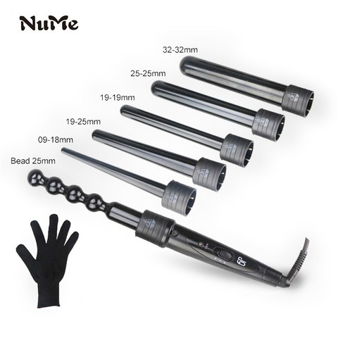 Professional hair curler Ceramic Hair Styler 6 In 1 hair crimper Styling Tools 100-240V curling iron with Heat Resistant Glove ► Photo 1/6