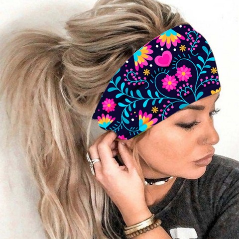 Fashion Floral print Knot Women Sports Yoga Headband Vintage Hairband Girls Headwear Leopard Scarf Hair Accessories ► Photo 1/6