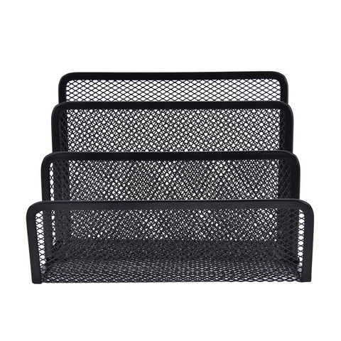 Black Metal Mesh Desk Organizer Desktop Letter Sorter Mail Tray File Organiser Office Home Bookends Book Holder Business ► Photo 1/6