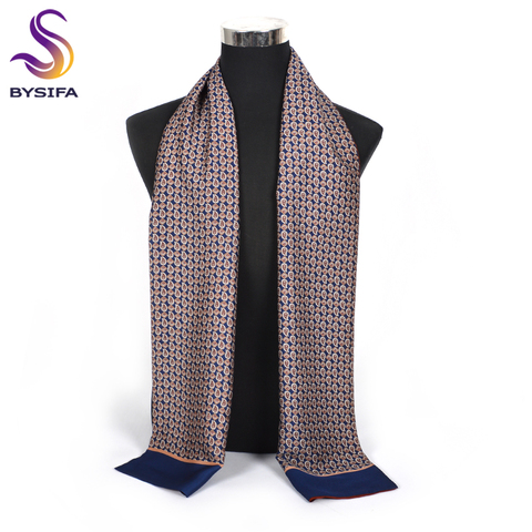 [BYSIFA] Winter Business Men Scarves New Brand Male Long Silk Scarf Cravat Double Faces Coffee Paisley Men Neck Scarf 170*30cm ► Photo 1/4