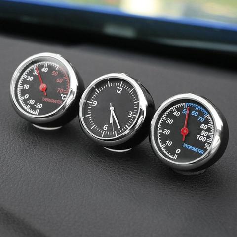 Car Interior Mini Quartz Watch Clock Hygrometer Thermometer Dashboard Ornament ► Photo 1/6