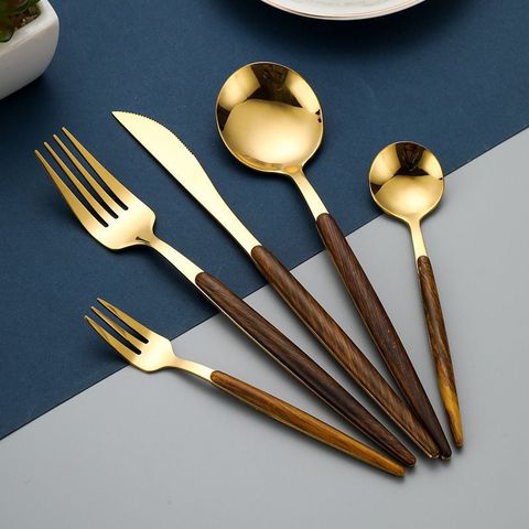 5 Pcs/Set Dinnerware Cutlery Set Cutlery Tableware Stainless Steel Knife Spoon Fork Tableware Silverware Flatware Set Dropshipp ► Photo 1/6