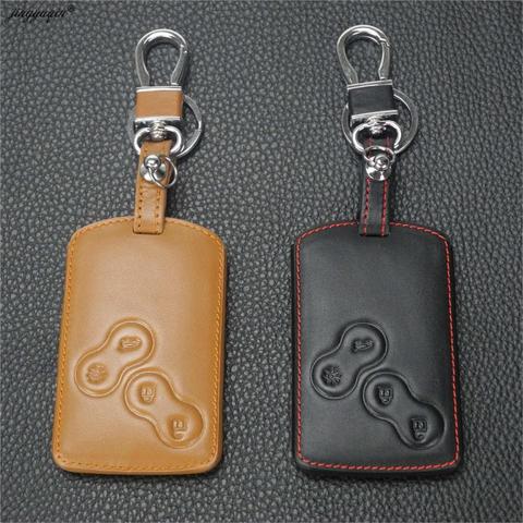 jingyuqin Leather Keychain Key Case Holder for Renault Clio Scenic Megane Duster Sandero Captur Twingo Koleos protector Cover ► Photo 1/4