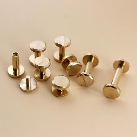 10pcs Solid Brass Binding Chicago Screws Nail Stud Rivets For Photo Album Leather Craft Studs Belt Wallet Fasteners 10mm cap ► Photo 1/5