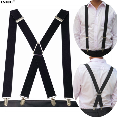 Wide Black Clip-On Suspenders, In stock!