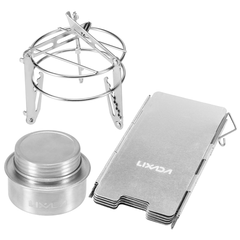 Camping Stove Mini Aluminum Alloy Alcoho Stove with Lid Stand Rack Windscreen Wind Shield Outdoor Backpacking Cooking Stove ► Photo 1/6
