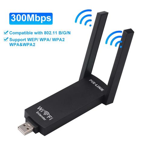 USB Wireless Router's WiFi Repeater 300Mbps Signal Amplifier Dual Antenna Wifi BoosterWiFi Range Extender ► Photo 1/6