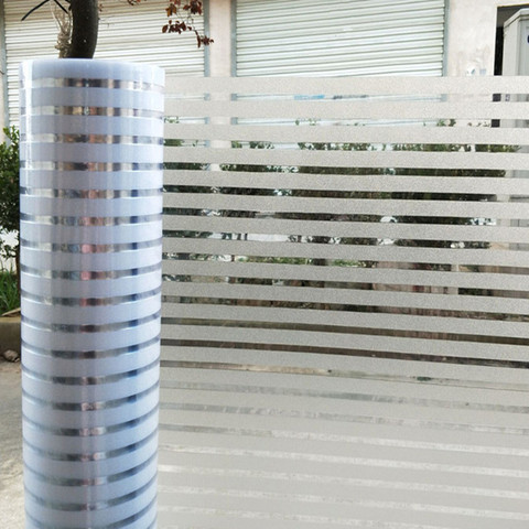 Electrostatic glue-free frosted office glass film translucent stripes sliding door partition anti-collision waist window sticker ► Photo 1/5