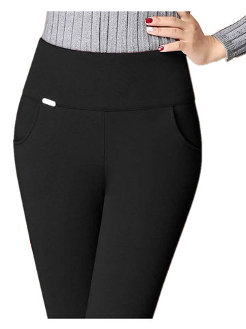 LPOWSS Sexy High Waist Skinny Black Leggings Women Solid Plus Size Pencil Pants Stretch Skinny Thin Korean Small-leg Trousers ► Photo 1/6