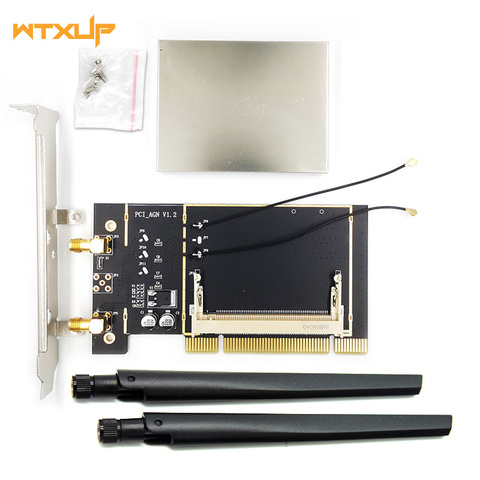 MINI PCI wifi wireless card to Desktop PCI slot Adapter Converter 2 X Dual Band  AC antenna for AR9223 AR9220 ► Photo 1/6