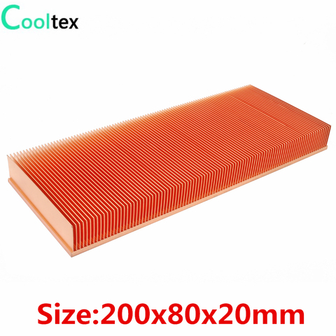 100% new 200x80x20mm Pure Copper Heatsink Skiving Fin Heat Sink for Electronic Chip LED Power Amplifier Cooling Cooler ► Photo 1/6