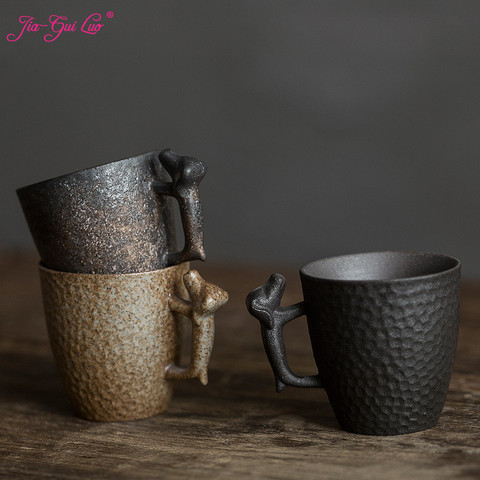 JIA GUI LUO Tea Cup Coffee Mugs Ceramic Mug Travel Mug China Anniversary 120ML CREATIVE Pottery Handgrip Gifts for Husband I066 ► Photo 1/5