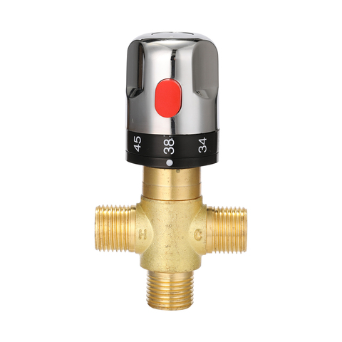 Bathroom Brass PipeThermostat Faucet Adjustable Thermostatic Mixer Valve Water Mixing Temperature Control Valve For Water Heater ► Photo 1/6