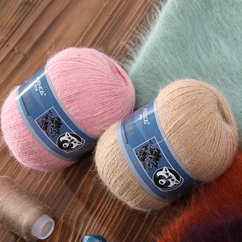 Long Hair Mink Cashmere Yarns (9pcs yarn+9pcs thread)/lot High Quality Hand Knitting Thread Yarn Cardigan Scarf Suitable Woman ► Photo 1/6
