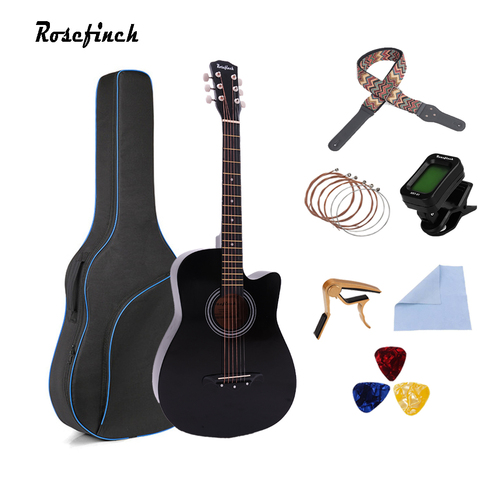 38 Inch Acoustic Guitar Basswood 6 Strings Folk Guitar with Bag Pick Capo Tunner Wooden for Beginners with Guitar Accessories ► Photo 1/6