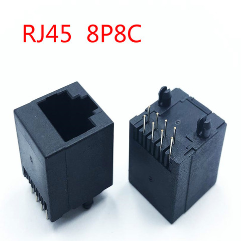 10PCS RJ45 network socket female 5224 8P8C in-line vertical RJ45 180 degree full plastic ► Photo 1/1