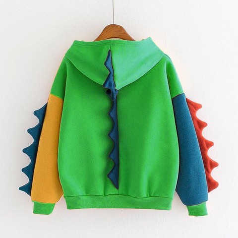 Hoodies Cute Kawaii Sweatshirt Women Winter cos Tops Oversize Harajuku Hooded color block Pullover dinosaur Tracksuit sudadera ► Photo 1/6