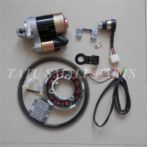 ELECTRIC START KIT CW / CCW FOR CHINESE 186F 9HP DIESEL TILLER 5KW GENERATOR  STARTER MOTOR TOGGLE SWITCH  FLYWHEEL CHARGE COIL ► Photo 1/6