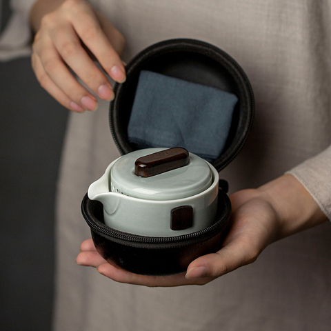 LUWU ceramic teapot with 2 cups a tea sets portable travel tea set with travel bag ► Photo 1/6