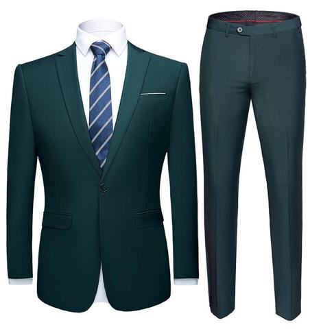 2022 latest men's suit set dark green formal suit jacket pants slim business tuxedo 2 piece suit Terno wedding men's suit S-6XL ► Photo 1/6