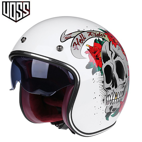 VOSS Vintage Motorcycle Helmet Motorbike Riding 3/4 Open Half Helmet Retro Capacete Moto Casque Casco ► Photo 1/6