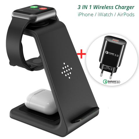 Bonola Qi 3 in 1 Wireless Charging Station For iPhone11Pro/Xr/Xs/AirPods Pro/iWatch5  Wireless Charger For SamsungS10/Buds/Watch ► Photo 1/6