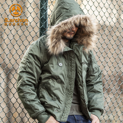 2022Winter N2B puffer jacket men canada coat military fur hood warm trench camouflage tactical bomber army korean parka ► Photo 1/6