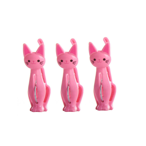 4Pcs Cute Cats Plastic Clothes Pegs Clothespins Cartoon Beach Towel Clips Bed Sheet Handdoek Socks Windproof Laundry Pins ► Photo 1/6