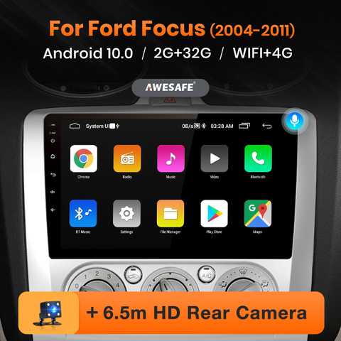 AWESAFE PX9 for Ford Focus 2 3 Mk2 / Mk3 2004-2011 Car Radio Multimedia video player GPS No 2 din Android 10 2GB+32GB ► Photo 1/6