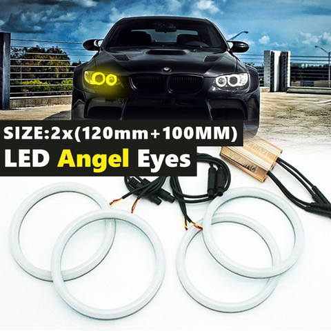 1 set (100+120)MM Halo Rings Cotton Light LED Angel Eyes For BMW E90 E91 E92 E93 M3 E81 E82 E87 E88 Car-styling lamp ► Photo 1/6