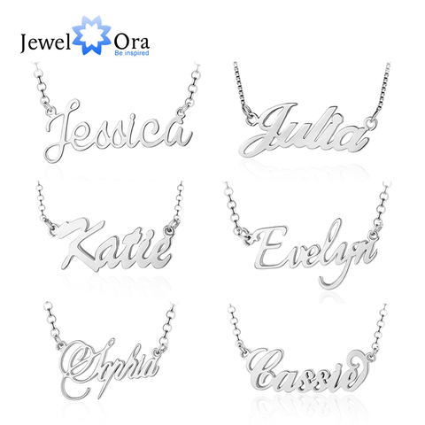 925 Sterling Silver Personalized Nameplate Letter Necklace Custom Made Name Pendant Russian Name Christmas Gifts for Girlfriend ► Photo 1/6