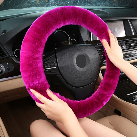 Authentic Sheepskin Car Stretch-on Steering Wheel Cover/Soft Australian Wool Vehicle braid on the steering-Wheel Protector ► Photo 1/6