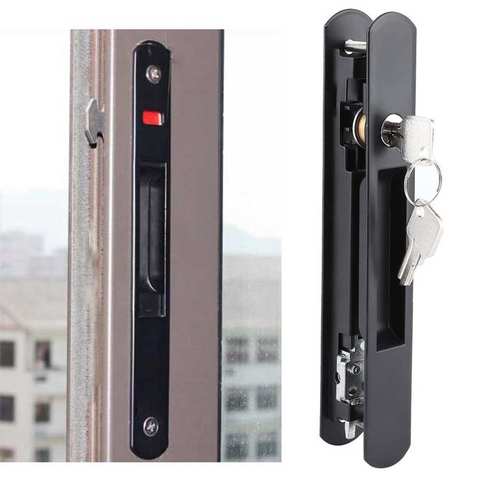 Sliding Door Window Hook Lock Modern Mobile Glass Door Single Double Sided Lock Catch 20x2.8cm Home Security Concealed Door Lock ► Photo 1/6
