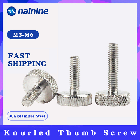 GB835 M3 M4 M5 M6 M8 M10 304 Stainless Steel Flat Head Knurled Thumb Screw Hand Tighten Computer Screws DIN653 ► Photo 1/1