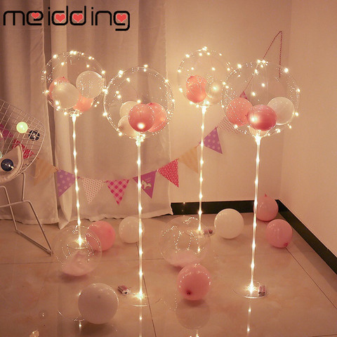 Birthday Party Decor LED Balloon Column Stand With Base Transparent Foil Balloon Christmas Wedding Decor Home Decor Accessories ► Photo 1/6