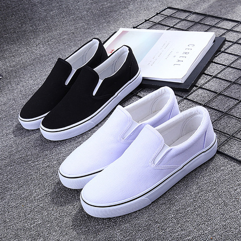 Excargo Canvas Shoes Women White Sneakers Slip On Lazy Shoes 2022 Spring Student Flat Canvas Vulcanize Sneakers for Men ► Photo 1/1