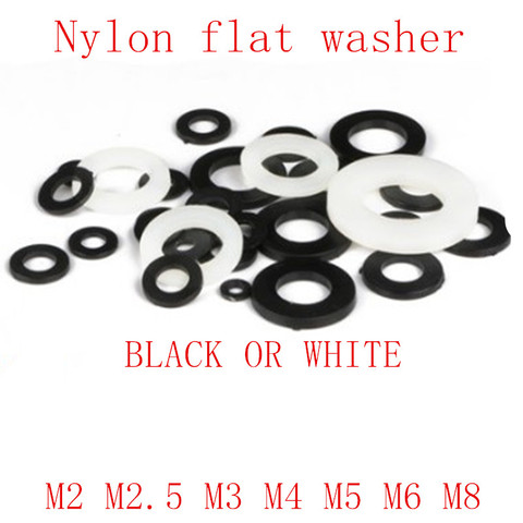 20-500pcs m2 m2.5 m3 m4 m5 m6 m8 m10 M12  black and white nylon plastic washer Gasket Ring kit ► Photo 1/3
