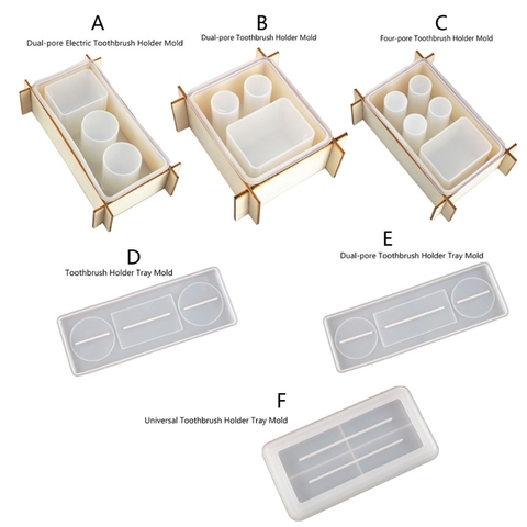 1 Pc DIY Electric Toothbrush Razor Holder Resin Mold Bathroom Organizer Toothbrush Holder Trays Resin Casting Mold Art Crafts ► Photo 1/6