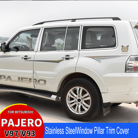 For Mitsubishi Pajero V97 V93 12-18 Car Stainless SteelWindow Pillar Trim Cover Protectors  Car Accessories ► Photo 1/6