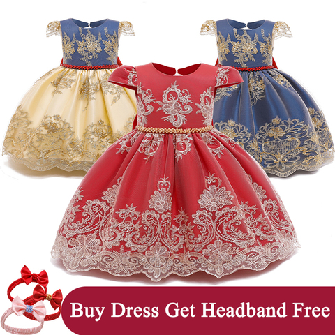 Flower Lace Baby Girl Dress Wedding Party Children Girls Clothing 0-8 Years Princess Pageant Kids Dresses for Girls Costume ► Photo 1/6