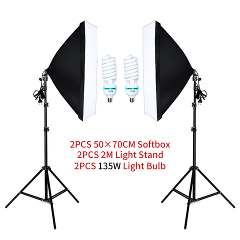 50*70cm Softbox Photography Lighting Kit Photo Studio Single Lamp Holder Continuous Lighting With 2pcs Bulbs ► Photo 1/6