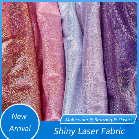 50cmX150cm Laser Fabric Elastic Spandex Multicolour Bronzing Shiny Fabric Stage Performance Costume Garment Decor Fabric ► Photo 1/1