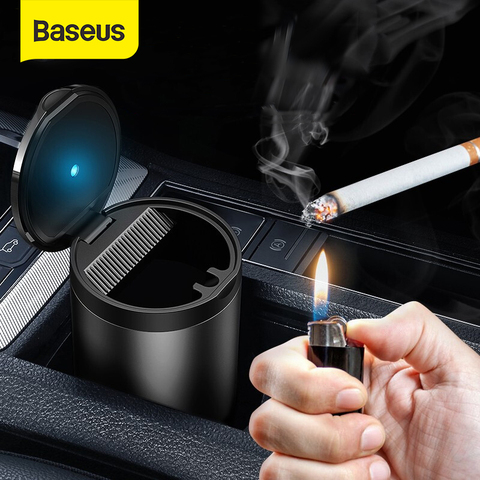 Baseus Car Ashtray LED Aluminum Alloy Ash Tray For Audi BMW Golf Cars Cup Holder Accessories Auto Ashtray Cigarette Holder Box ► Photo 1/6