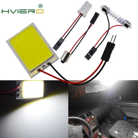 2Pcs White Red Blue 24 Smd Cob Led Panel  Auto Interior Reading Map Lamp Bulb Light Dome Festoon BA9S 3Adapter DC 12v Led ► Photo 1/5